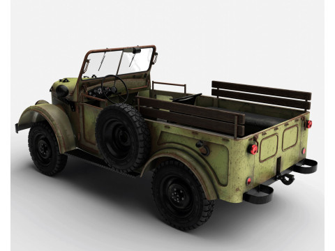 Old rusty car GAZ 69 Modelo 3D