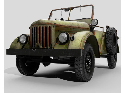 Old rusty car GAZ 69 3D Model