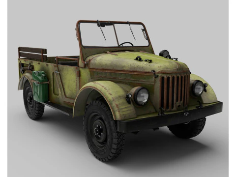 Old rusty car GAZ 69 3D Model
