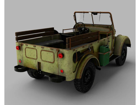 Old rusty car GAZ 69 3D Model