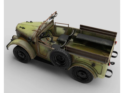 Old rusty car GAZ 69 3D Model