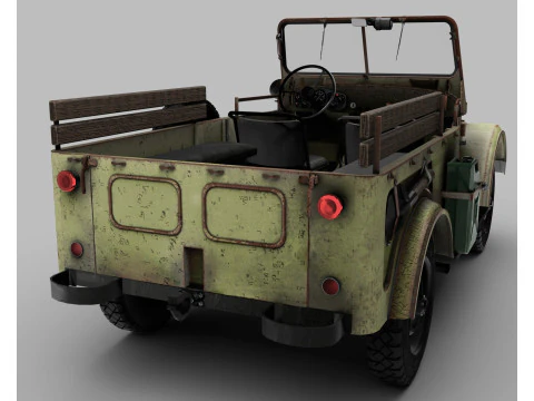 Old rusty car GAZ 69 3D Model