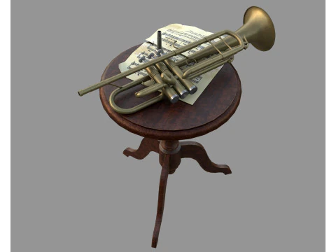 Stilleven met een muzikale trompet 3D Model