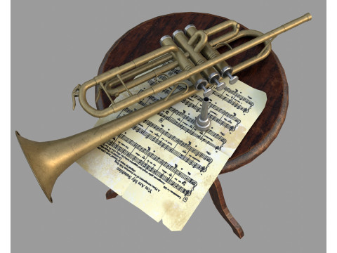 Still life with a musical trumpet 3Dモデル