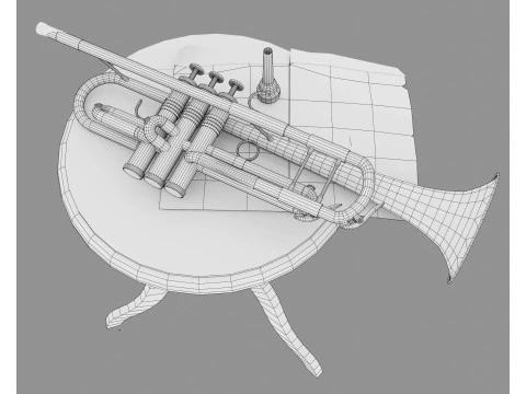 Stilleven met een muzikale trompet 3D Model