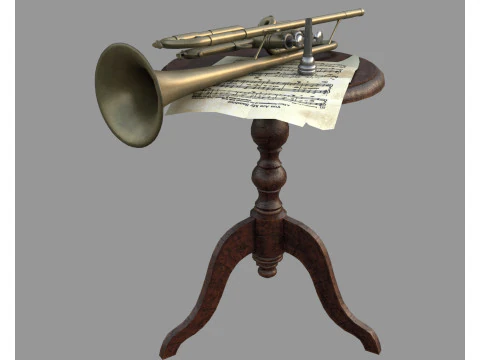 Stilleven met een muzikale trompet 3D Model