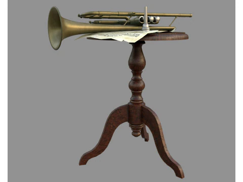 Stilleven met een muzikale trompet 3D Model