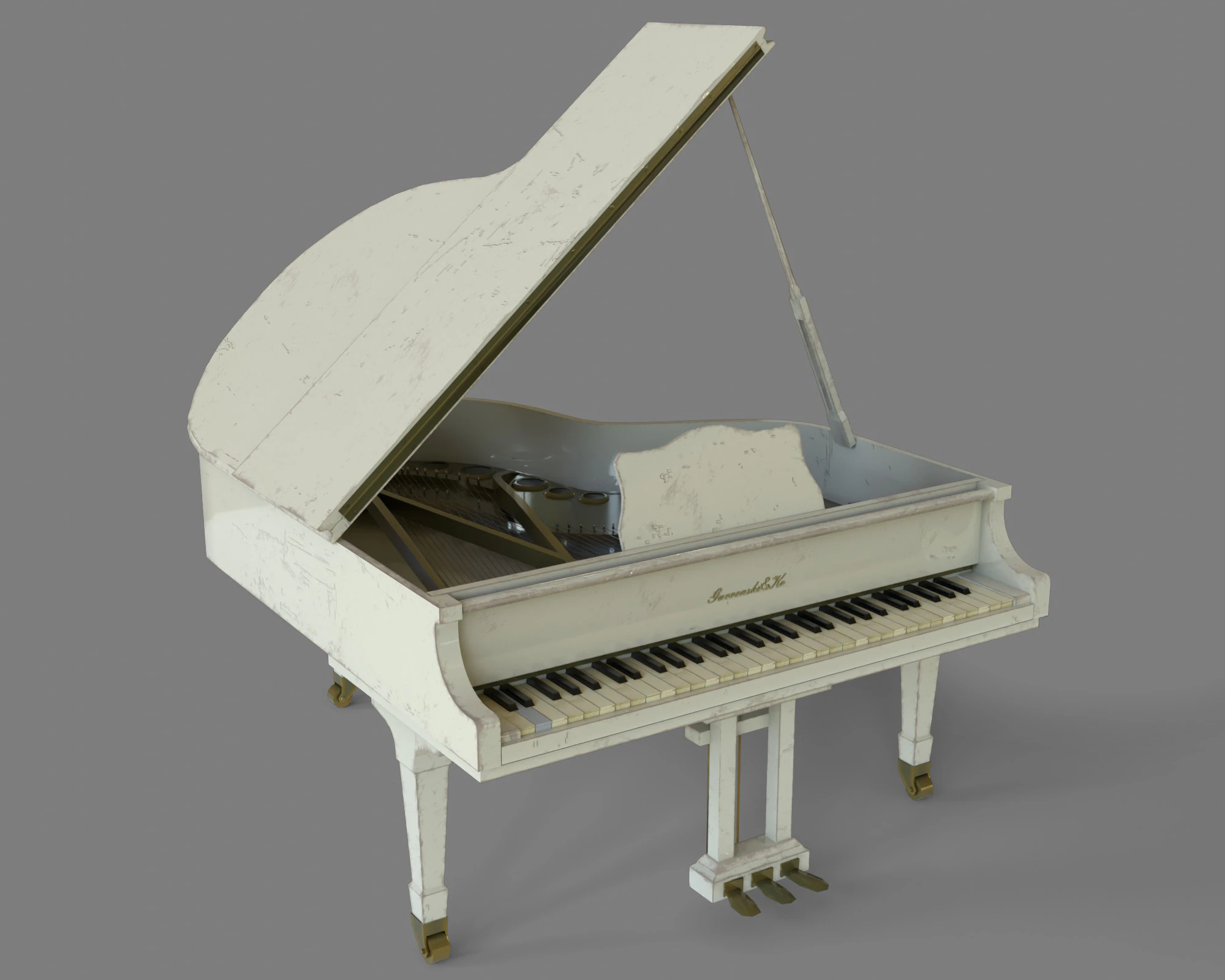 Old piano 3D Model .c4d .max .obj .3ds .fbx .stl .blend 