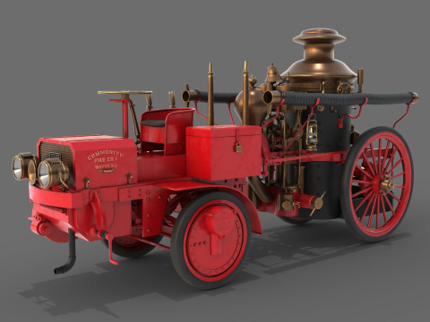1911 Christie Fire Engine 3D 모델