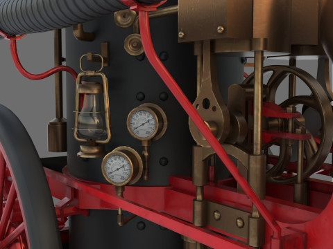 1911 Christie Fire Engine 3D 모델