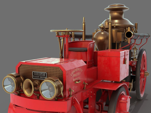 1911 Christie Fire Engine 3D 모델