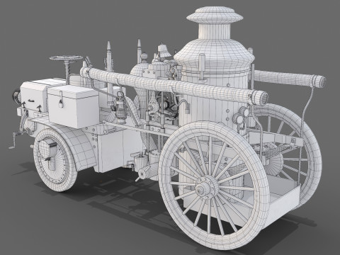 1911 Christie Fire Engine 3D 모델