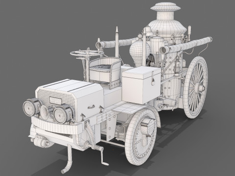1911 Christie Fire Engine 3D 모델