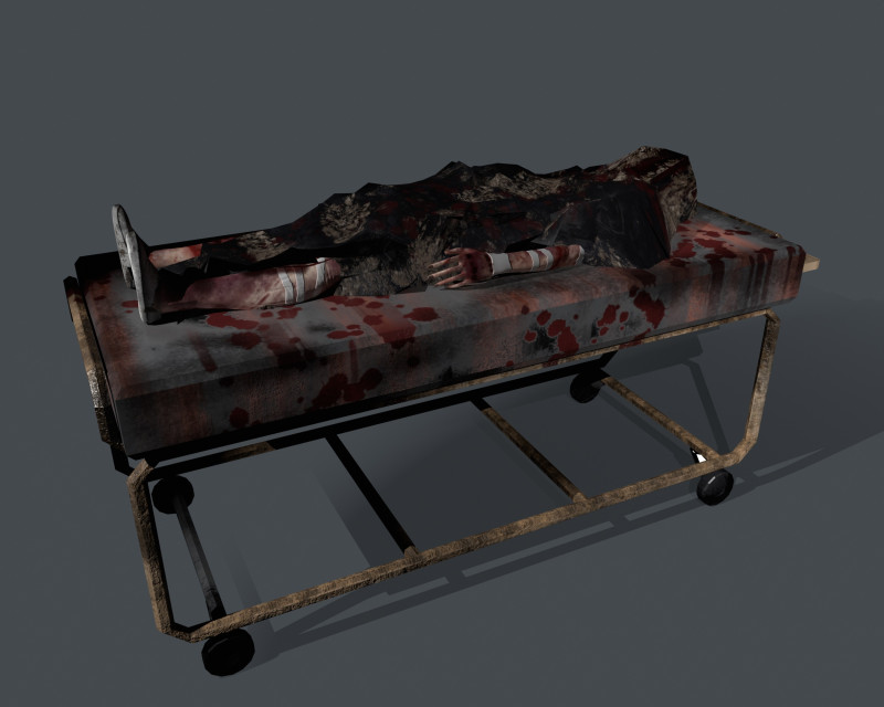 A body on a gurney 3Dモデル .c4d .max .obj .3ds .fbx .stl .blend