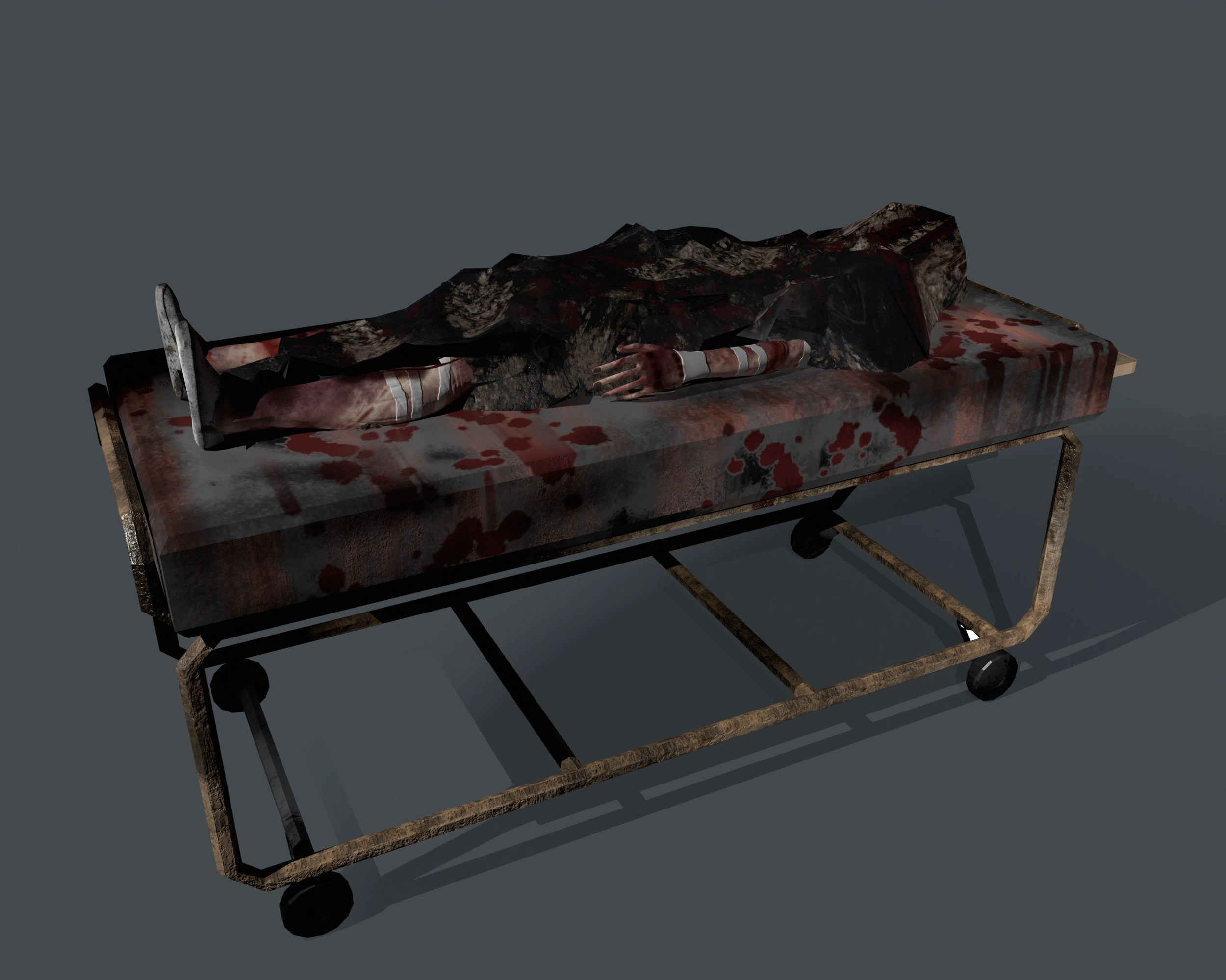 A body on a gurney 3D Model .c4d .max .obj .3ds .fbx .stl .blend