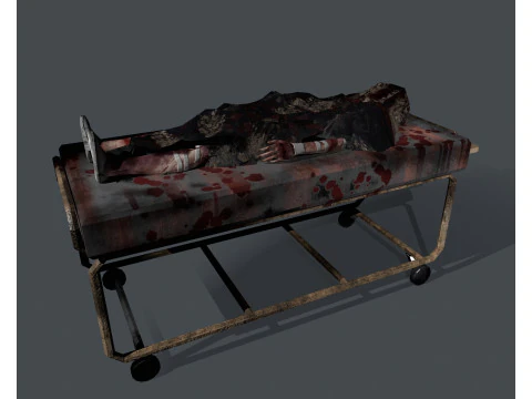 Ein K&ouml;rper auf einer Trage 3D Modell