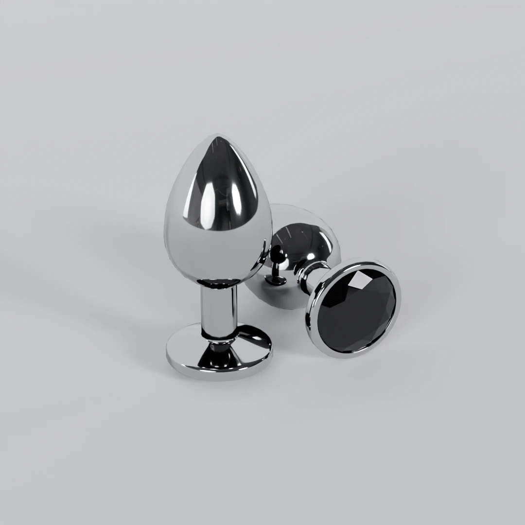 Jewelled Black Metal Butt Plug 3D Model .c4d .max .obj .3ds .fbx .stl .blend 