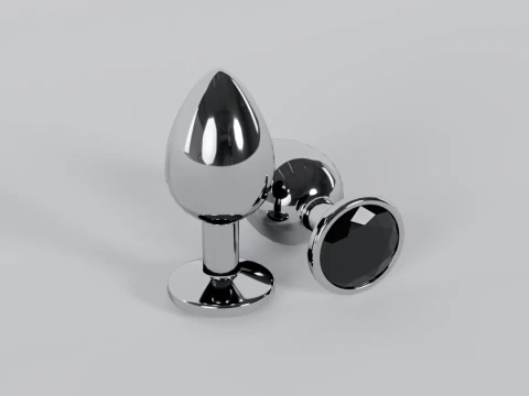 Plug anale gioiello in metallo nero Modello 3D
