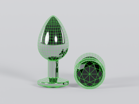 Plug anale gioiello in metallo nero Modello 3D