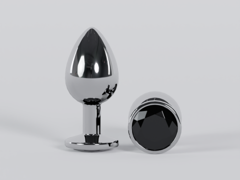 Plug anale gioiello in metallo nero Modello 3D