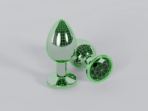 Jewelled Black Metal Butt Plug 3D Model