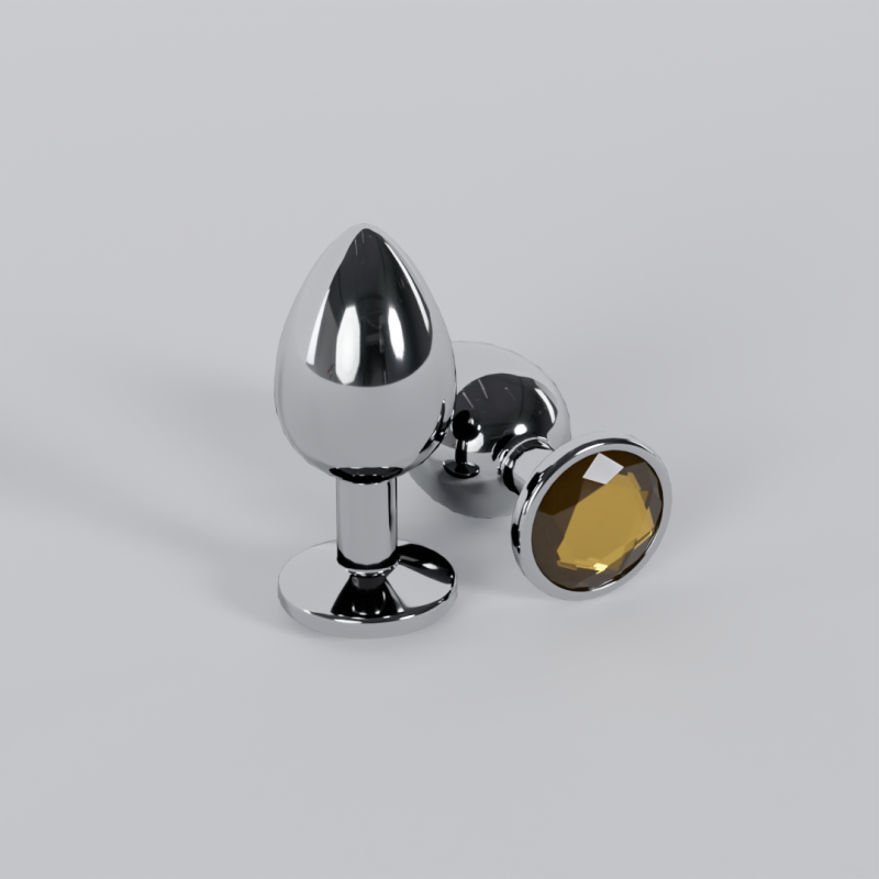 Jewelled Yellow Metal Butt Plug 3D Model .c4d .max .obj .3ds .fbx .stl .blend