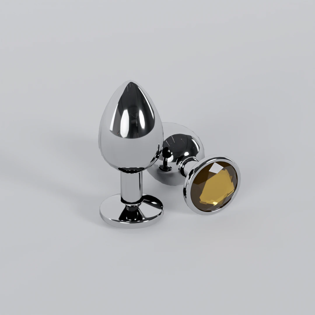 Jewelled Yellow Metal Butt Plug 3D Model .c4d .max .obj .3ds .fbx .stl .blend 