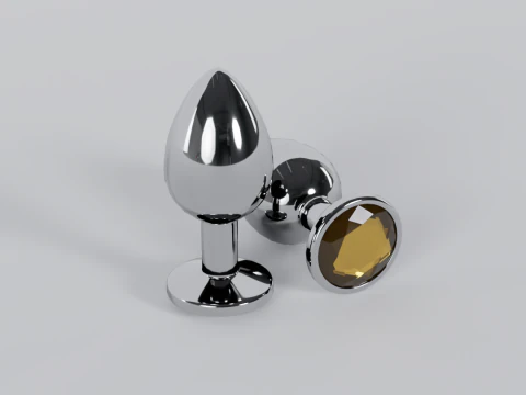 Plug anale ingioiellato in metallo giallo Modello 3D