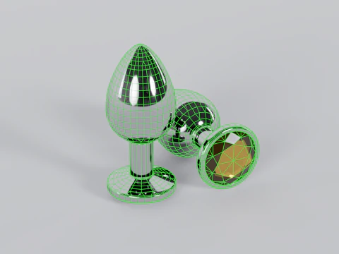 Jewelled Yellow Metal Butt Plug 3D Model