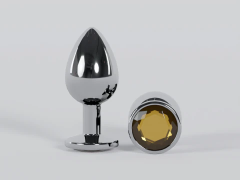 Jewelled Yellow Metal Butt Plug 3D Model