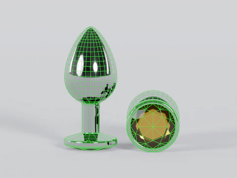 Jewelled Yellow Metal Butt Plug 3D Model