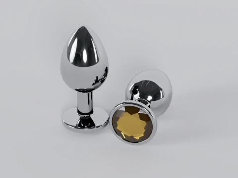 Jewelled Yellow Metal Butt Plug 3D Model