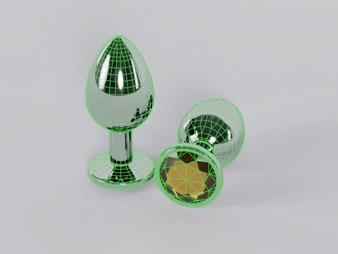 Jewelled Yellow Metal Butt Plug 3D Model