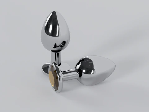 Jewelled Yellow Metal Butt Plug 3D Model