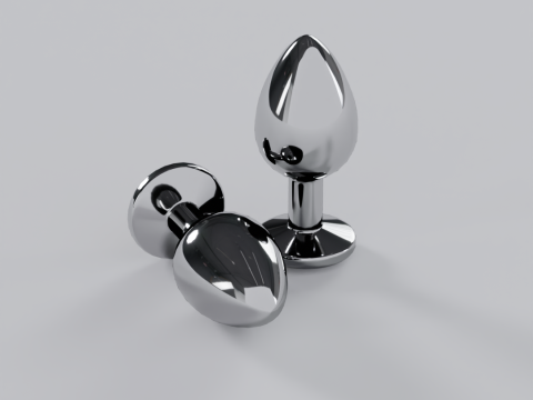 Plug anal de metal amarelo com joias Modelo 3D