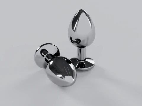 Jewelled Yellow Metal Butt Plug 3D Model