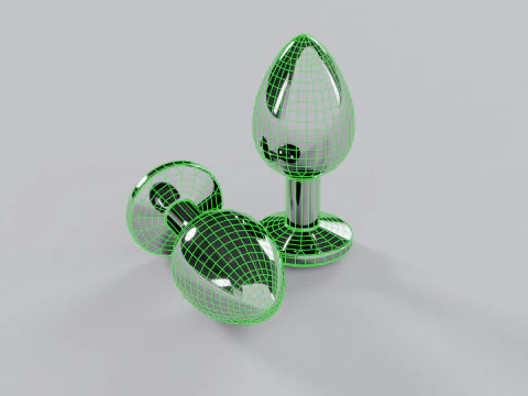 Jewelled Yellow Metal Butt Plug 3D Model