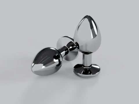 Jewelled Yellow Metal Butt Plug 3D Model
