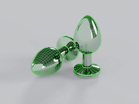 Jewelled Yellow Metal Butt Plug 3D Model