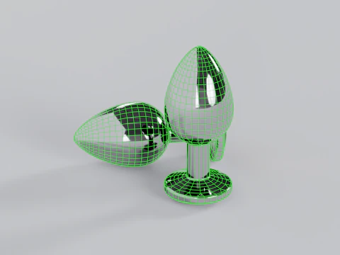 Jewelled Yellow Metal Butt Plug 3D Model