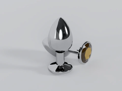 Jewelled Yellow Metal Butt Plug 3D Model