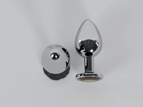 Jewelled Yellow Metal Butt Plug 3D Model
