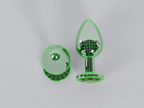Jewelled Yellow Metal Butt Plug 3D Model