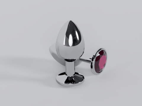 ज्वैलरी मैजेंटा मेटल बट प्लग 3D मॉडल