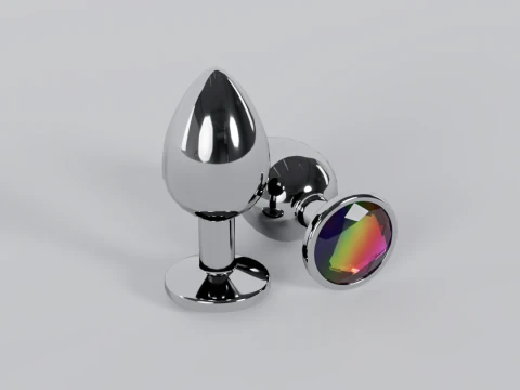 Plug anale gioiello in metallo iridescente Modello 3D