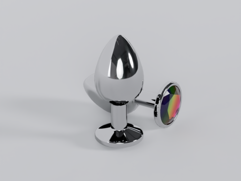 Plug anal de metal iridescente com joias Modelo 3D