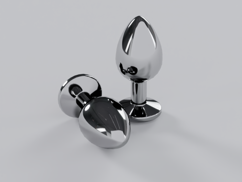 Plug anal de metal iridescente com joias Modelo 3D
