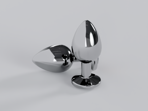 Plug anal de metal iridescente com joias Modelo 3D