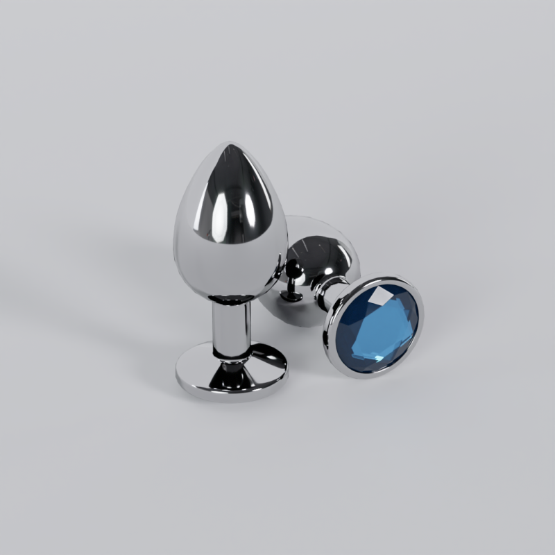 Jewelled Blue Metal Butt Plug 3D Model .c4d .max .obj .3ds .fbx .stl .blend 