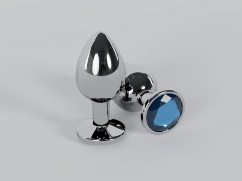 Plug anale in metallo blu gioiello Modello 3D
